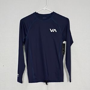 NWT RVCA Men's Navy Long Sleeve Rashguard Size Small Upf 50